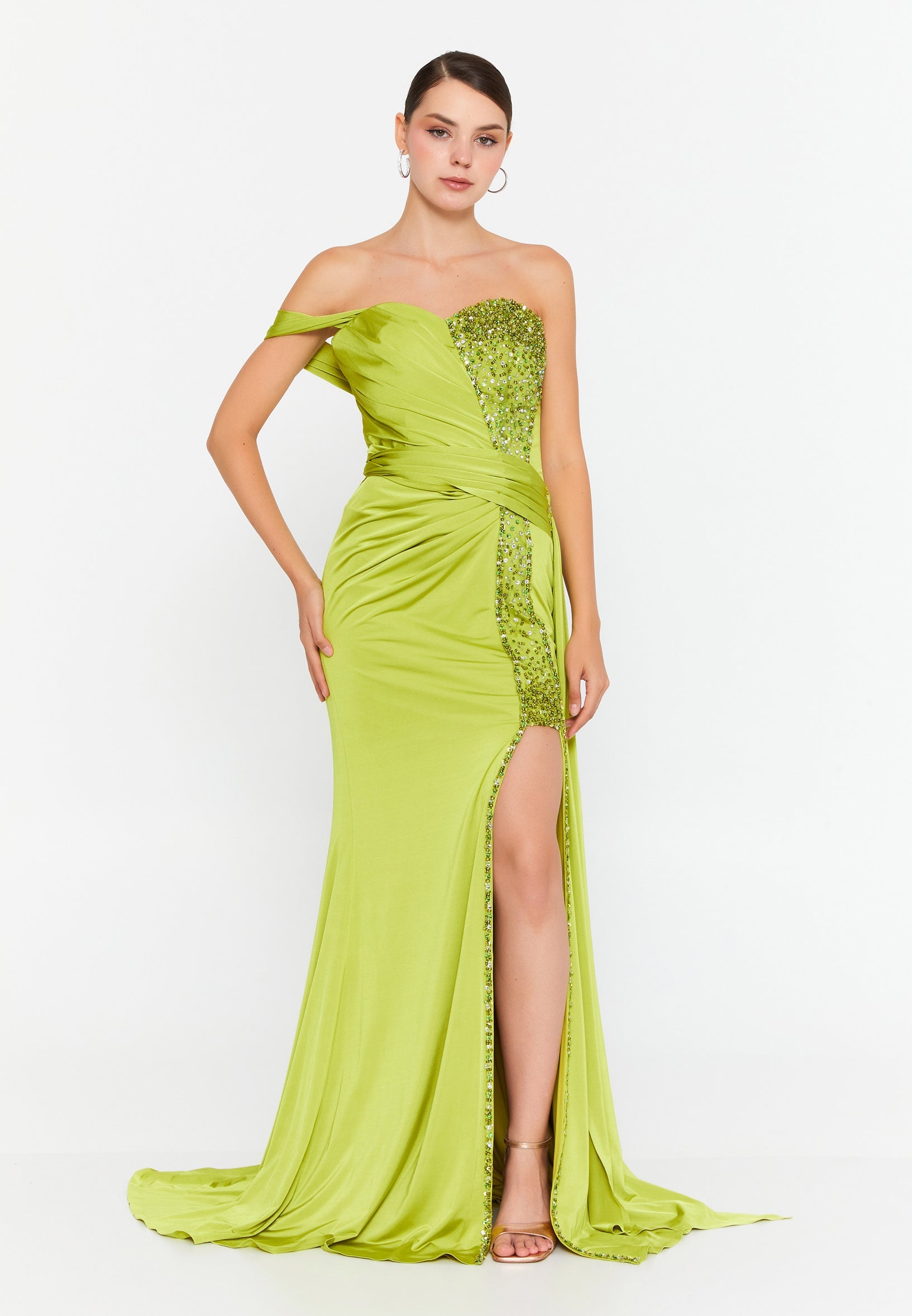 One Shoulder Maxi Lycra Mermaid Regular Wedding Guest Dress omn409