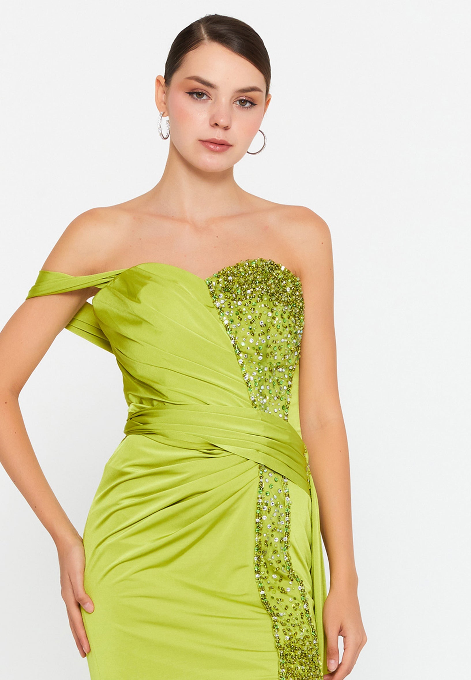 One Shoulder Maxi Lycra Mermaid Regular Wedding Guest Dress omn409