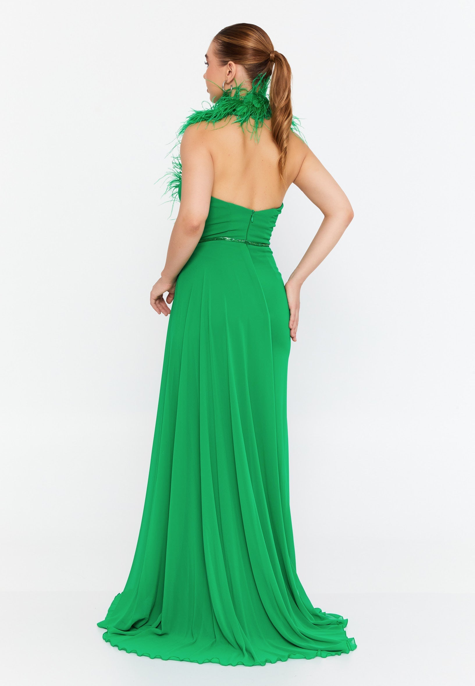 Sleeveless Maxi Chiffon Mermaid Regular Wedding Guest Dress omn040