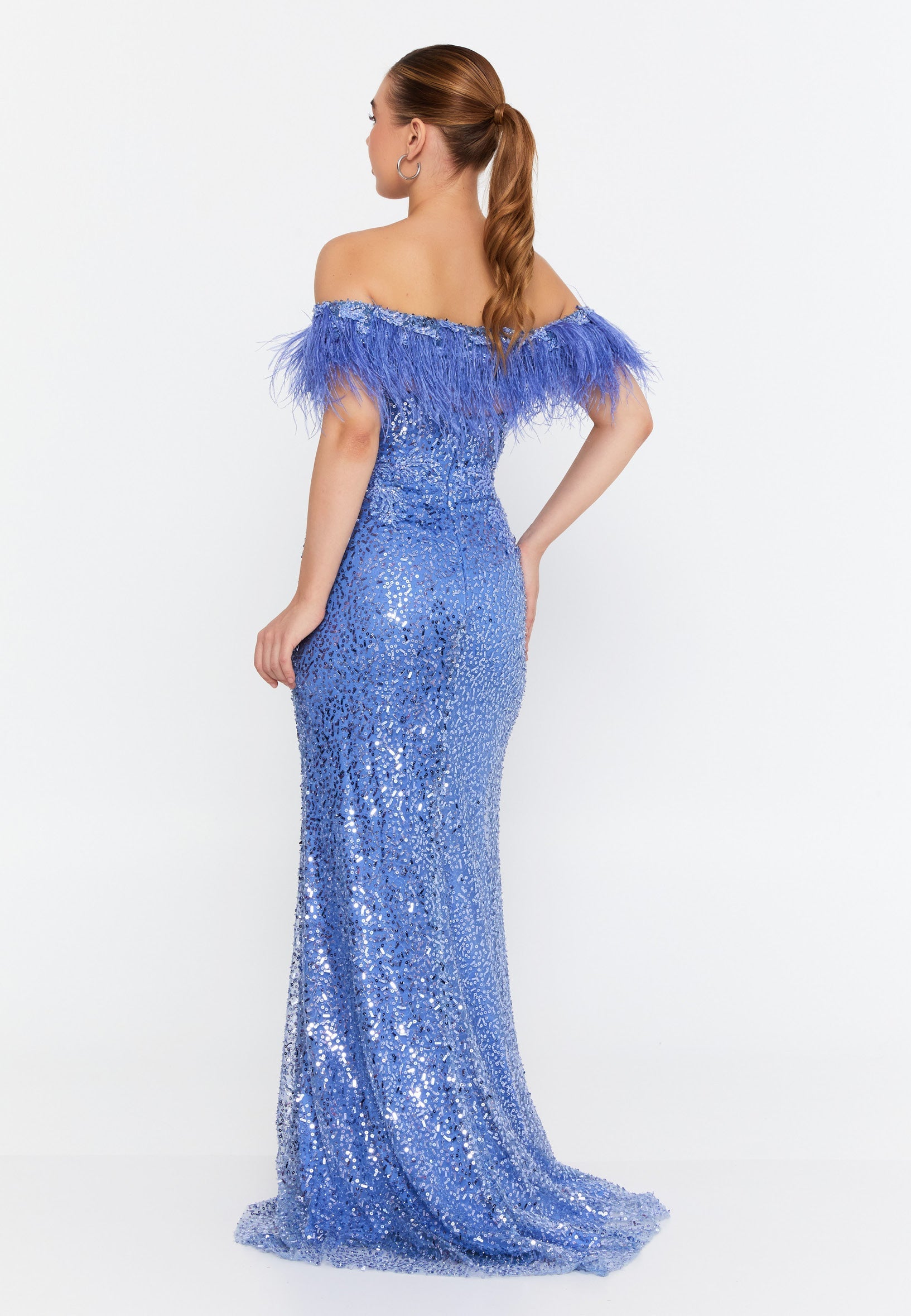 Sleeveless Maxi Tulle Mermaid Regular Wedding Guest Dress omn048
