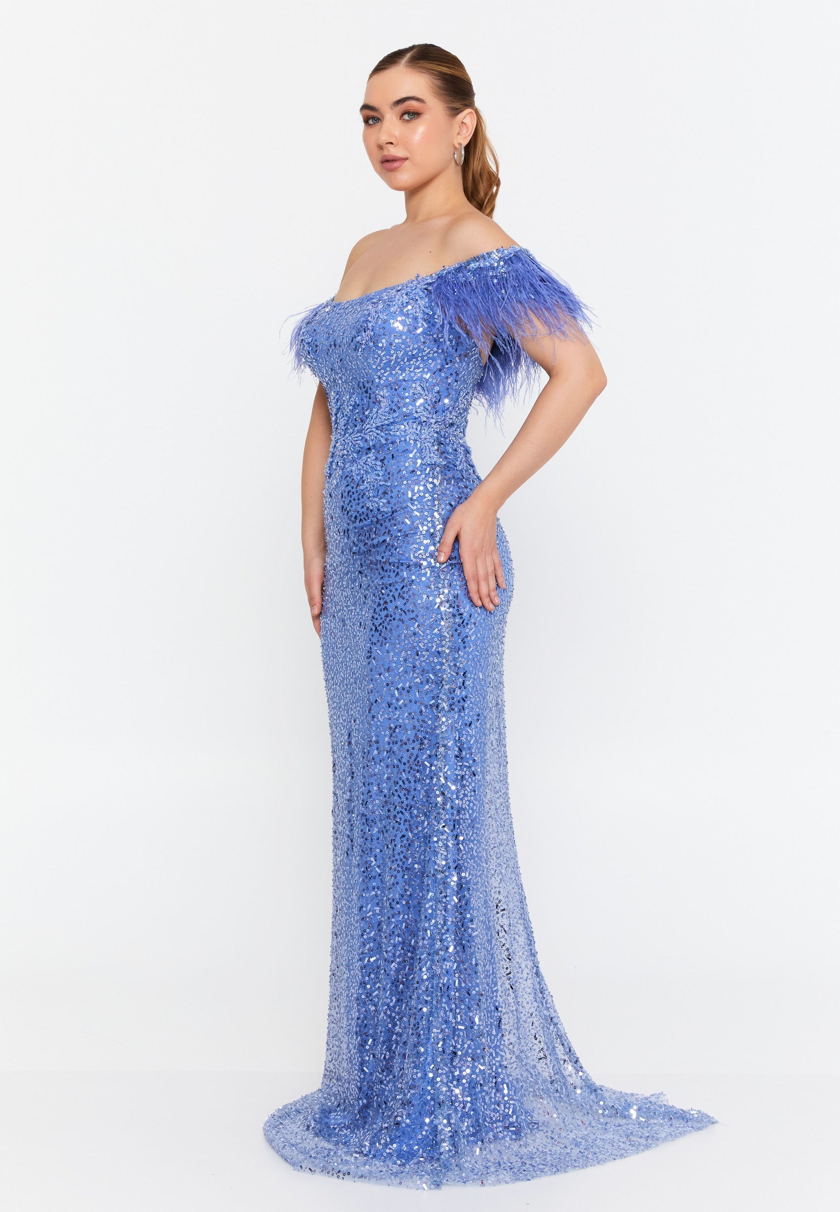 Sleeveless Maxi Tulle Mermaid Regular Wedding Guest Dress omn048