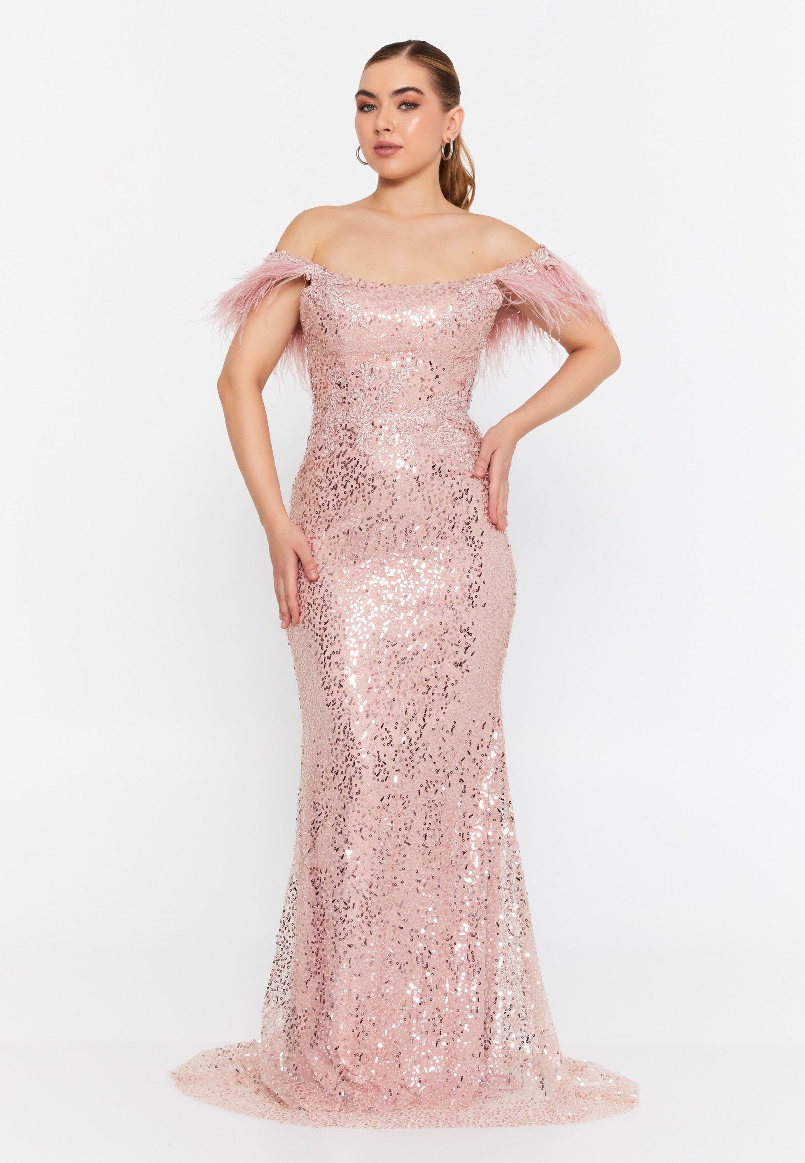 Sleeveless Maxi Tulle Mermaid Regular Wedding Guest Dress omn048
