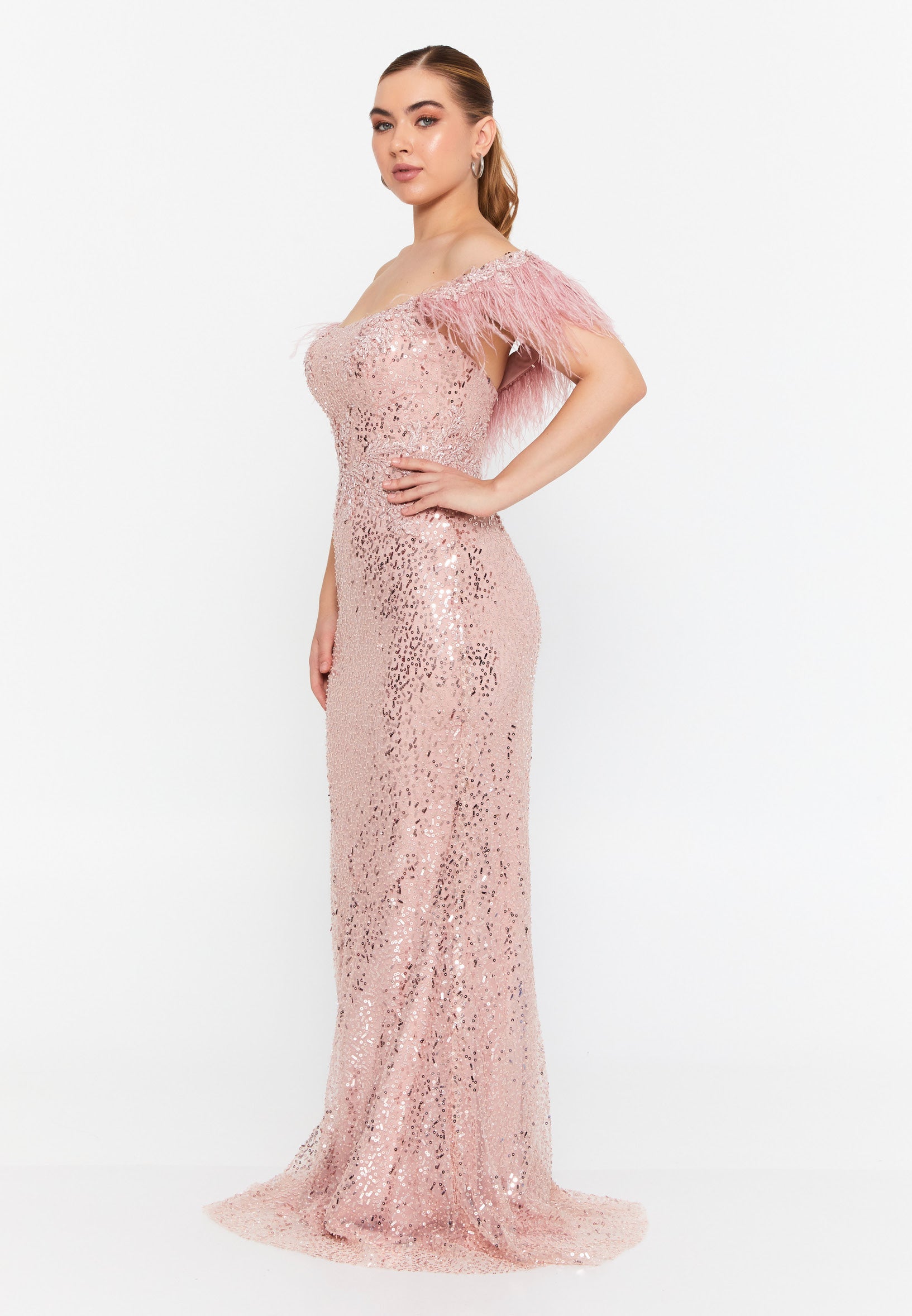 Sleeveless Maxi Tulle Mermaid Regular Wedding Guest Dress omn048