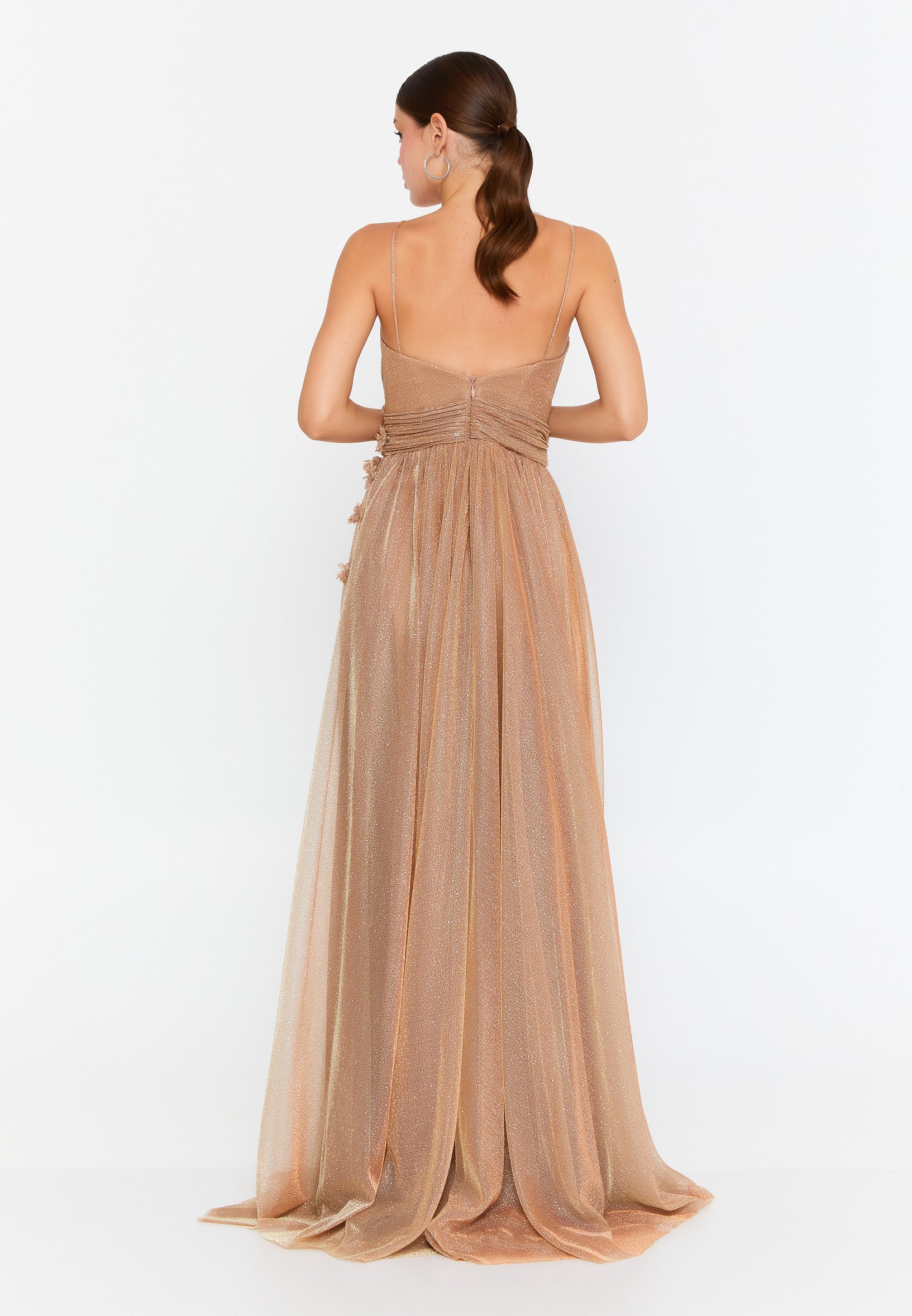 Sleeveless Maxi Tulle Column Regular Wedding Guest Dress prl047