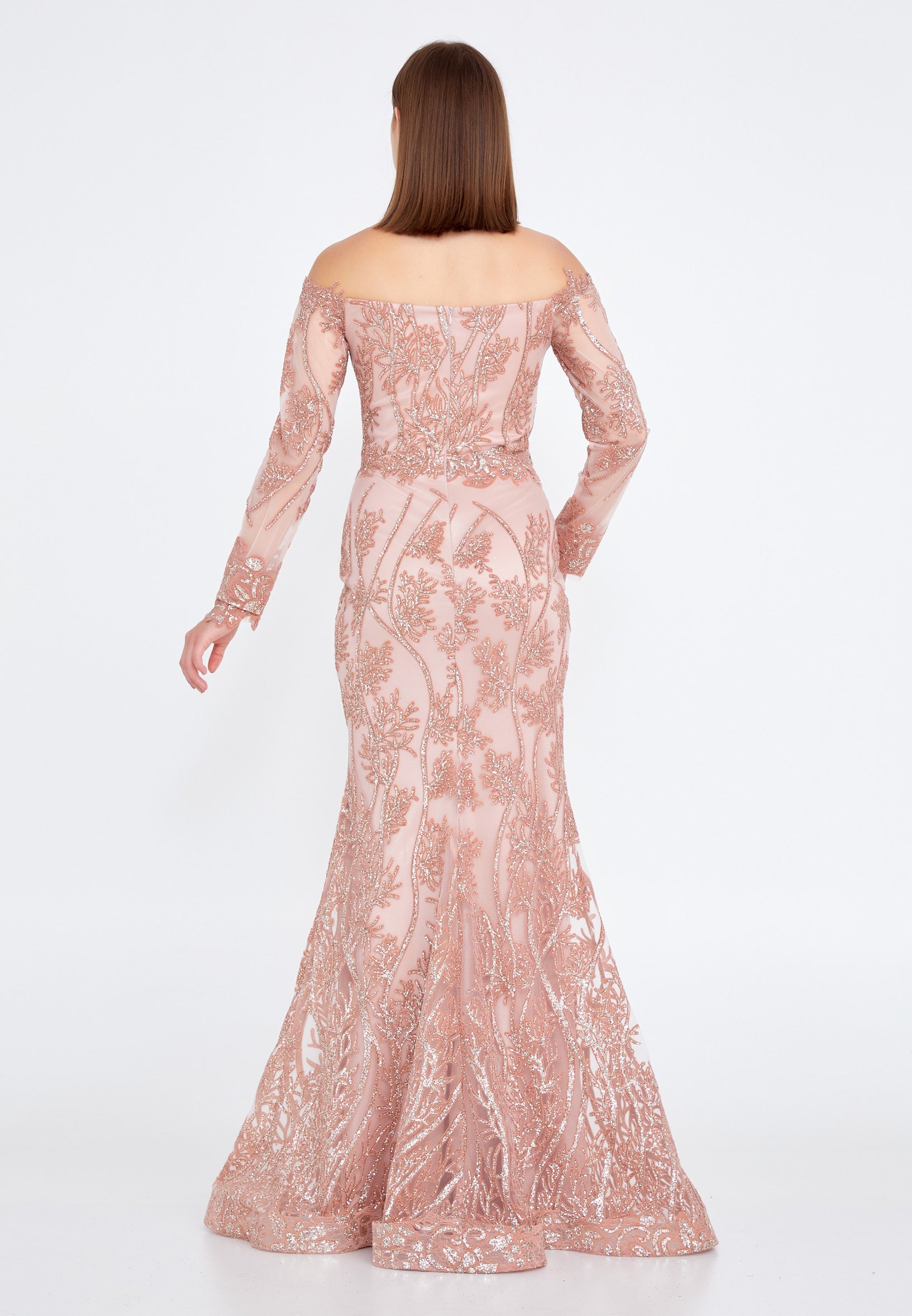 Off Shoulder Maxi Tulle Mermaid Regular Evening Dress rmn3090