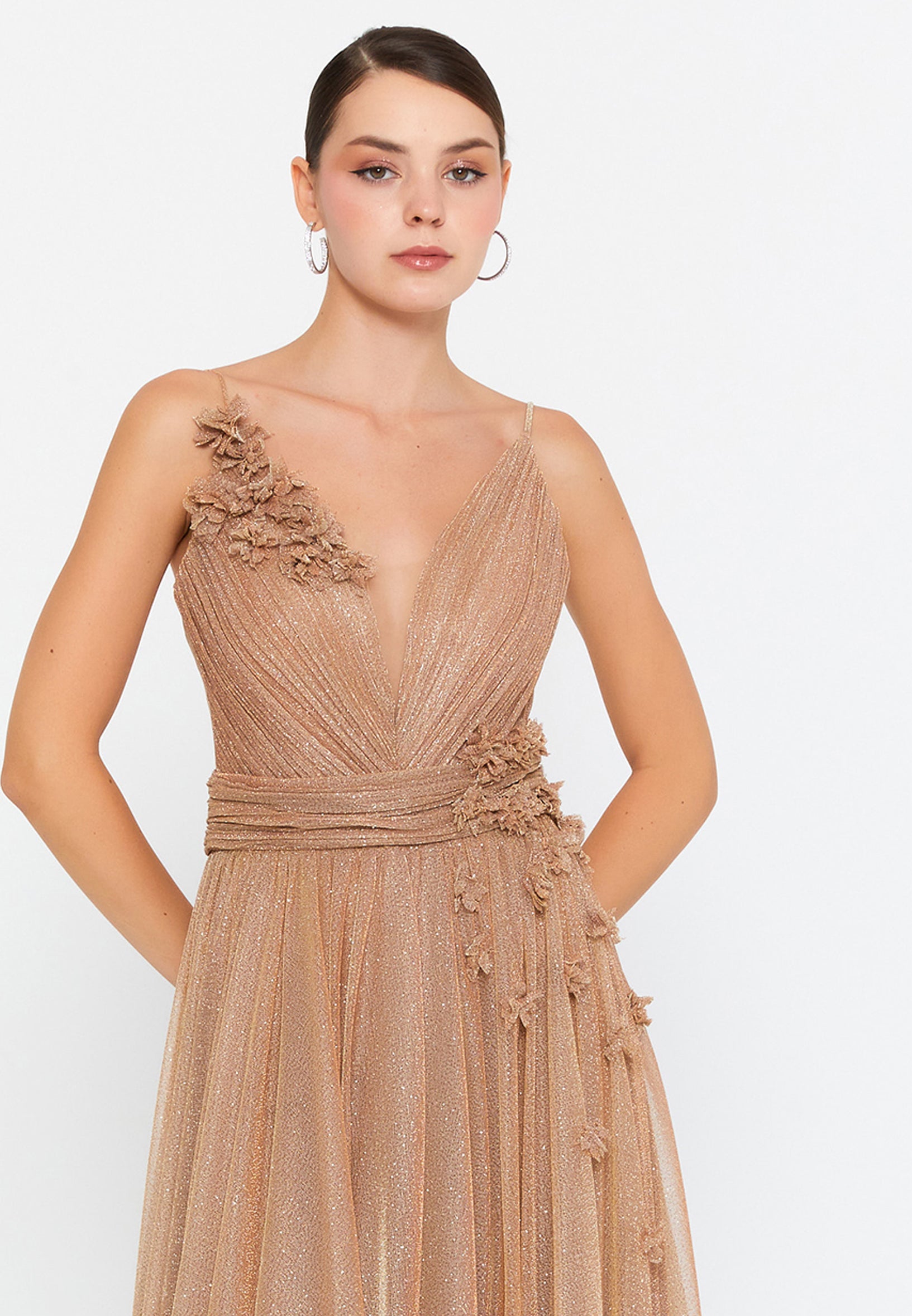 Sleeveless Maxi Tulle Column Regular Wedding Guest Dress prl047