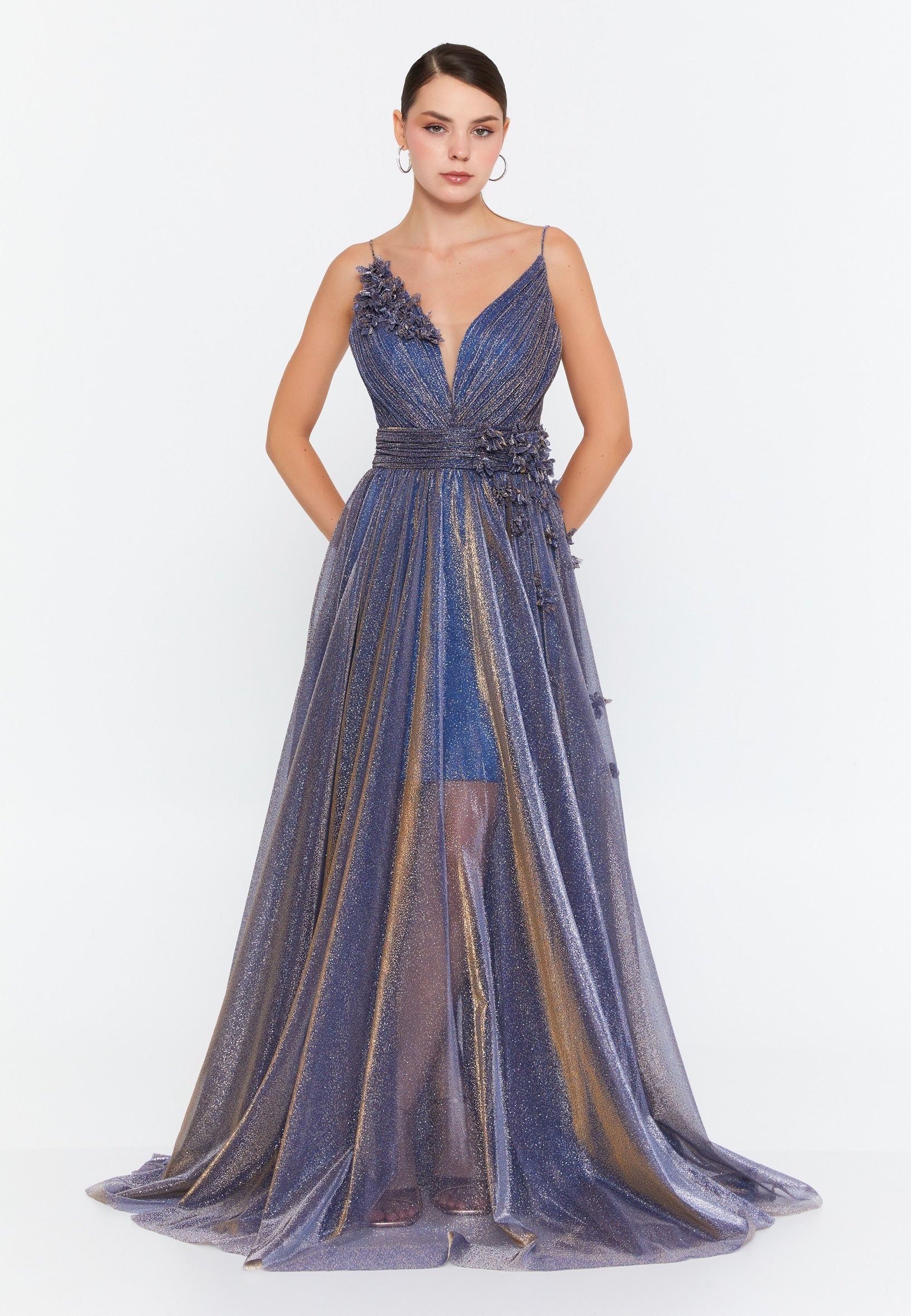 Sleeveless Maxi Tulle Column Regular Wedding Guest Dress prl047