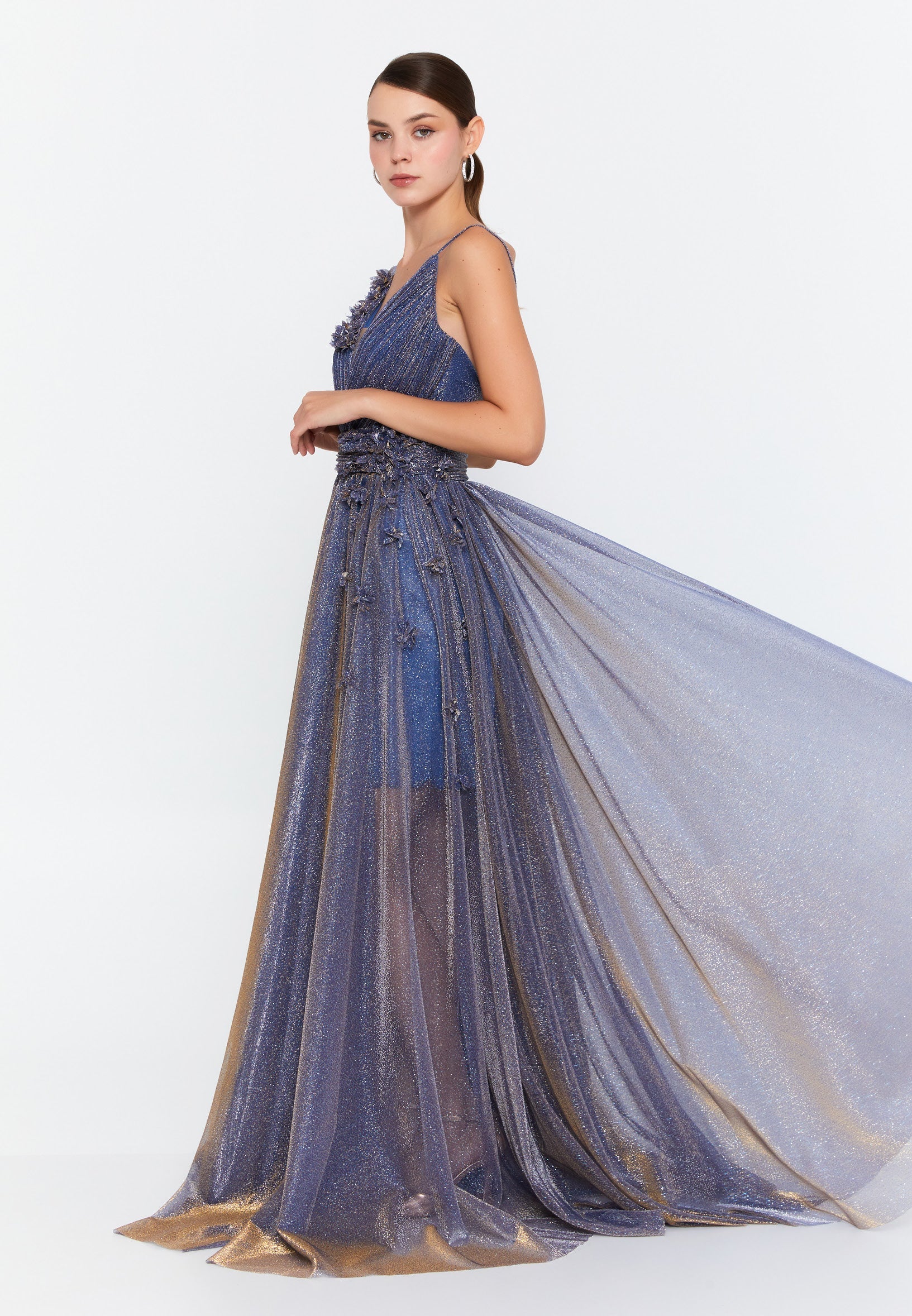 Sleeveless Maxi Tulle Column Regular Wedding Guest Dress prl047