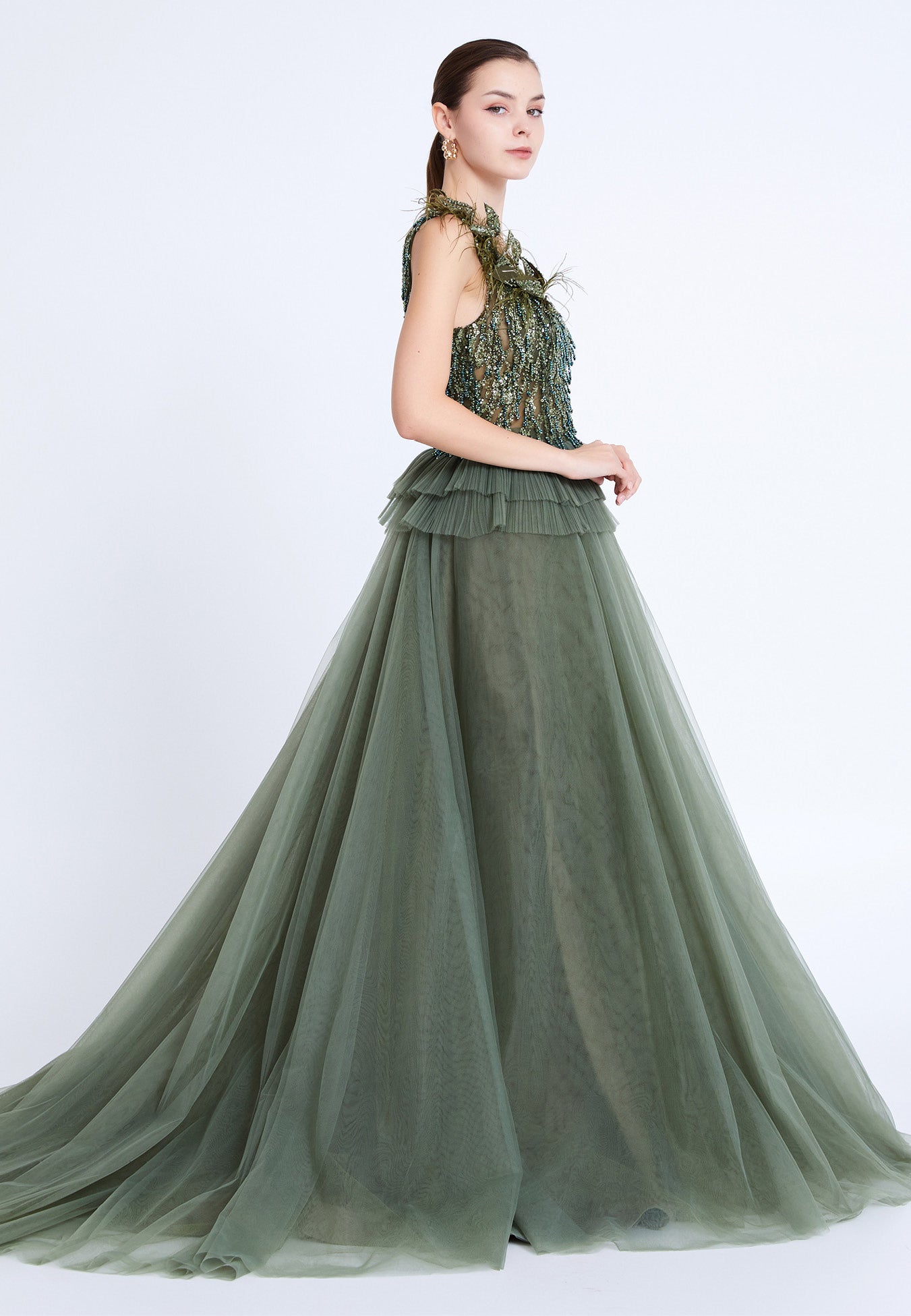 Sleeveless Maxi Tulle A - Line Regular Prom Dress aln1881